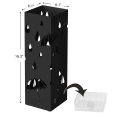 Garden Metal Stand Square Rack Umbrella Holder With Water Tray And Hooks